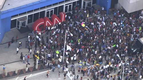Black BLM mob surges at CNN headquarters