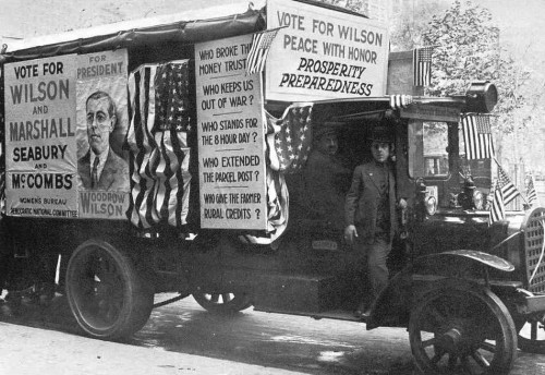 WILSON'S campaign propaganda for the 1916 election emphasized his stance of non-intervention in the war then raging in Europe. Most of the press and the public were also against intervention. Then, after Wilson's reelection -- and the British-Zionist deal, concluded just a few days before the election -- the press began a "surprisingly rapid" shift toward an interventionist stance. Wilson followed, calling for a declaration of war against Germany just five months after his reelection. Even before that, however, he and Brandeis had been planning war, and it was their secret assurances that the United States would be brought into the war that led British leaders to reject Germany's peace offer of December 12, 1916. If that offer had been accepted, the lives of some three million White soldiers -- including 115,000 Americans -- Which were consumed in 1917 and 1918 would have been spared. Furthermore, the Second World War, which grew out of the unjust conditions imposed on Germany after the Allied victory, would have been avoided. And if Russia could have had peace in December 1916, she probably would have had time to stamp out the Bolshevik virus being spread among her soldiers and workers by the Jews, and Communism would have suffered a setback from which it might never have recovered. All of the grim and bloody consequences of Wilson's switch in foreign policy stem from the Zionist influence in the U.S. news media and politics, which had been built up over the preceding two decades.
