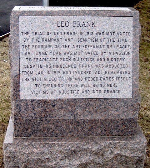 Leo Frank's gravestone: his wife refused to be buried by his sade