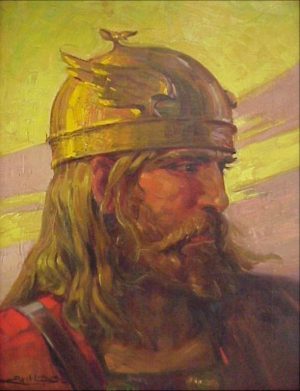 A "Viking Warrior" depicted by the Swedish artist Axil Linus.
