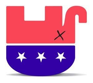 Republican Elephant UPSIDE DOWN