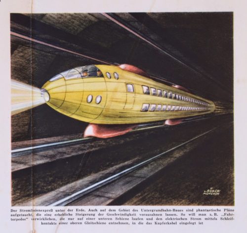 Underground Train called Driving Torpedo paleo-future