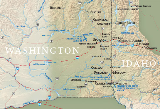 Washington and Idaho Map