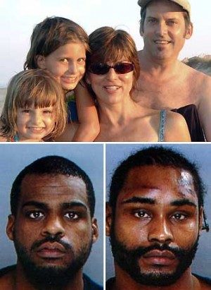 Top: Richmond, Virginia’s Harvey family — brutally murdered on New Year’s Day, 2006 — Ruby, 4, Stella, 9, Kathryn, 39, and Bryan, 49. Bottom: Ray Dandridge and Ricky Gray, arrested for the Harvey murders and a string of other killings