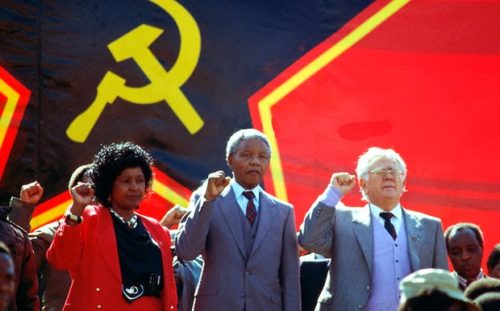 Winnie_Mandela_Nelson_Mandela_Yossel_Joe_Slovo_hammer_and_sickle_red_star_flag_banner