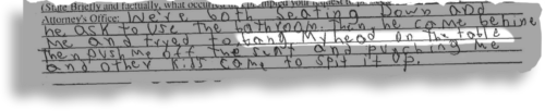 A victim statement written by an 11-year-old at Campbell Park