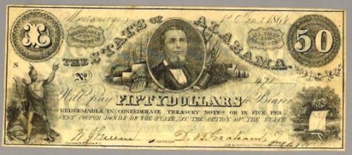 Thomas Watts' portrait was featured on a Confederate $50 note, one of which was framed in Dr. Pierce's family home during his youth