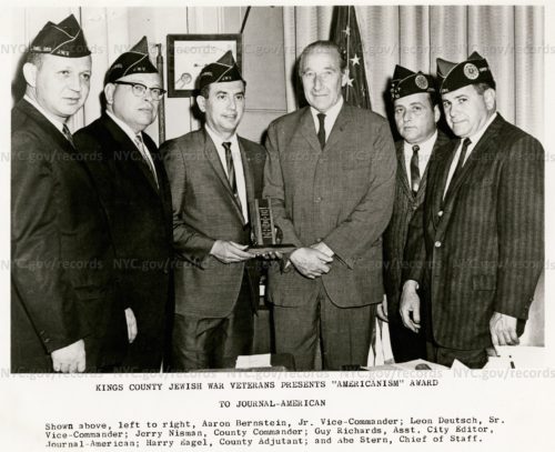 Guy Richards receives "Americanism" award from Jewish War Veterans in 1964