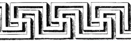 A swastika used as a "Greek key," a decorative or architectural element common to classical and neoclassical buildings