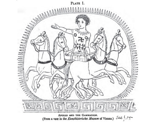 Apollo as depicted on an ancient Greek vase -- they called the swastika the Gammadion