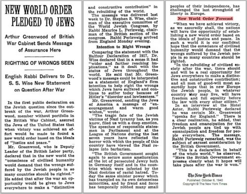 1940 New World Order pledged to Jews
