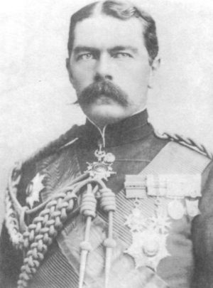 British Commander-in-Chief Herbert Kitchener's "scorched earth" policies against the Boers included burning their farmsteads, destruction of their crops and livestock, and herding their women and children into concentration camps.