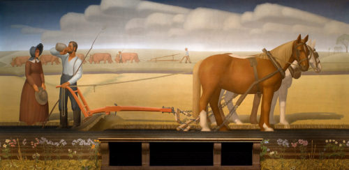 Breaking the Prairie Sod_ (mural) by Grant Wood