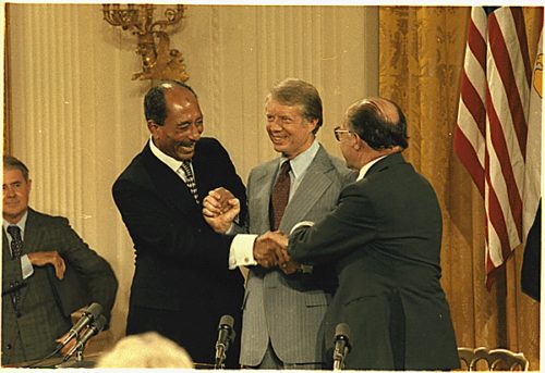 Anwar Sadat, Jimmy Carter and Menahem Begin at the Camp David Accords Signing Ceremony