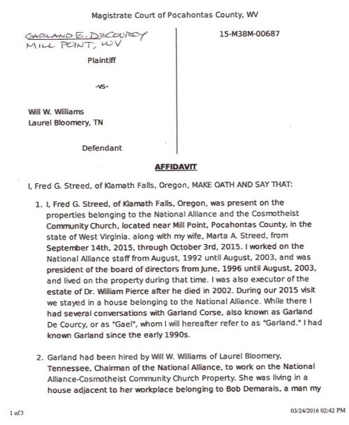 Fred's affidavit 1