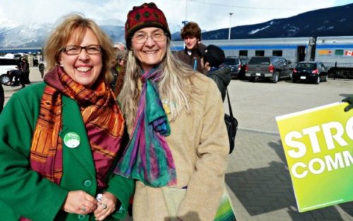 Monika Schaefer, a former Green Party candidate, with Elizabeth May