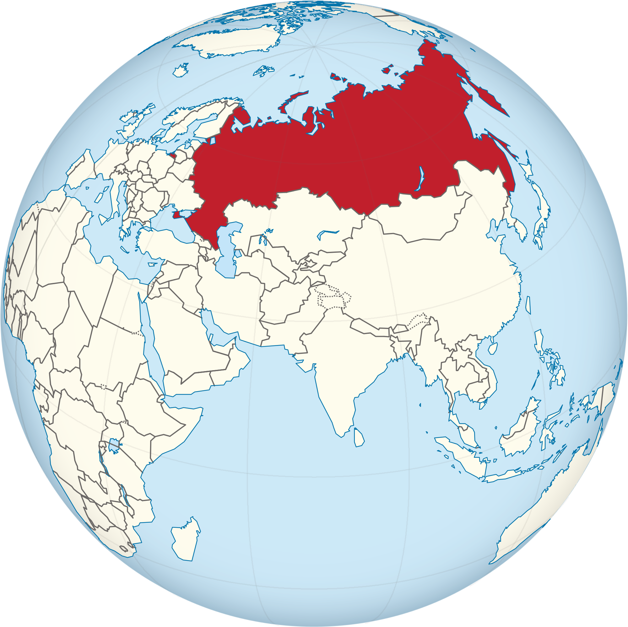 Россия на глобусе. Карта России на глобусе.