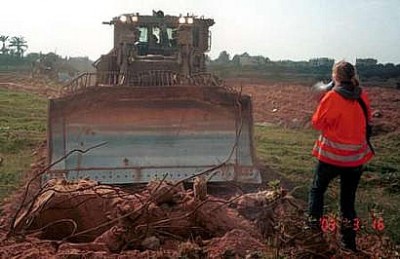 Rachel Corrie moments before her death, March 16, 2003