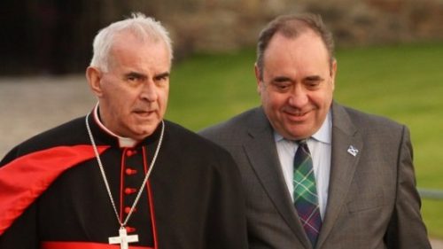 Cardinal Keith O’Brien, leader of Scotland’s Catholics until his disgrace in a homosexual scandal, with former SNP leader Alex Salmond. Among the most significant changes in recent Scottish politics has seen many Scottish Catholics abandoning their traditional adherence to Labour.