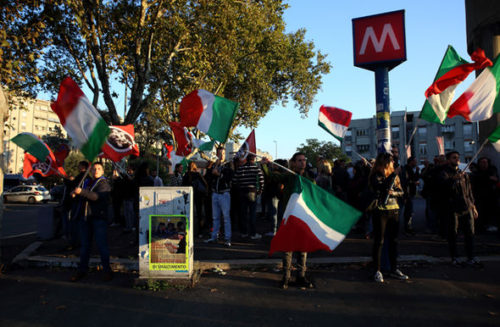 CasaPound demonstrators protest against asylum seekers in Italy