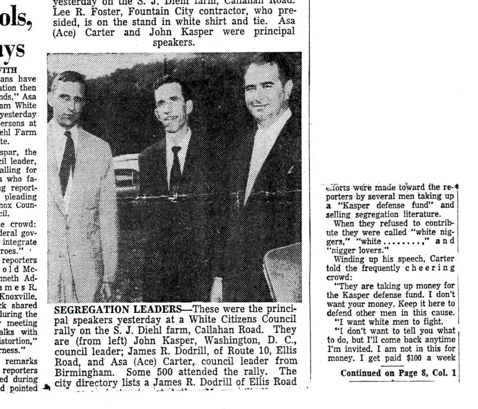 Asa Carter and John Kasper: White Resistance in Tennessee, 1956 ...